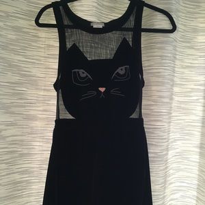 Velvet kitty dress with mesh top